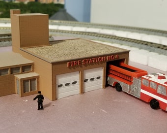N Scale One Story Main Street Fire Station White Unpainted