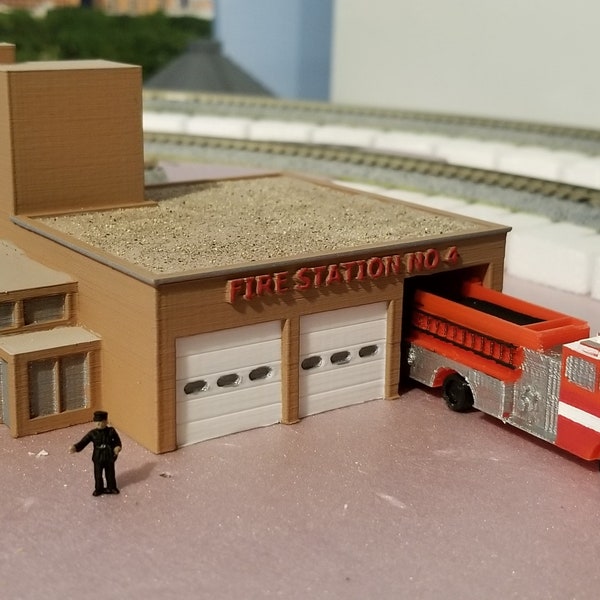 N Scale One Story Main Street Fire Station White Unpainted