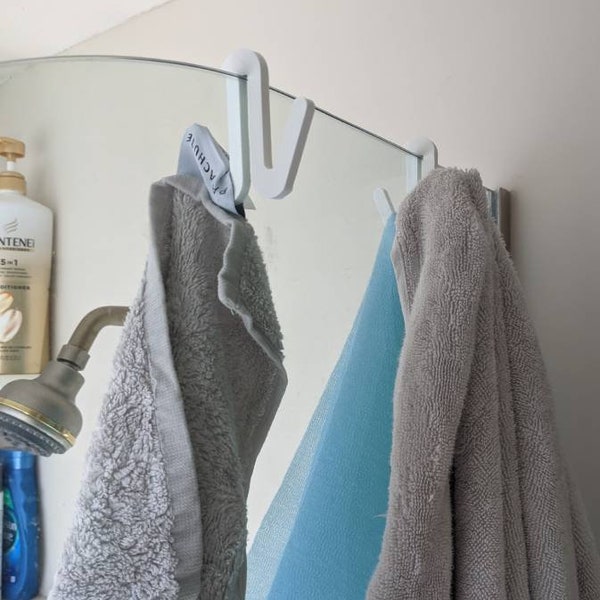 2 Pack Bathroom Shower Glass Door Wall Towel Hook Dual Sided Easily Cleaned