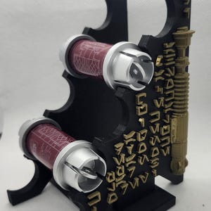Kyber Crystal Display Stand/Holder Compatible with Galaxys Edge Savis Workshop Holds 5 Kyber Crystal Containers With Aurebesh Text