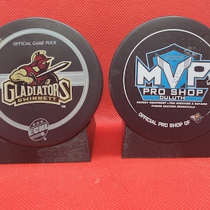 3 pack Desktop Hockey Puck Holder Sports Display for Man Cave Shelf or Fan Display