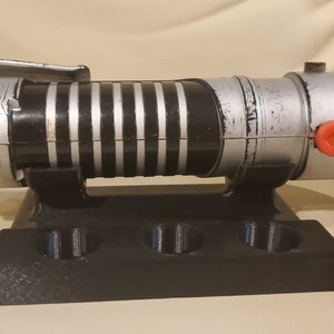 Black Lightsaber and Kyber Crystal Stand Holder - Holds Saber and 3 Crystals   3D Printed