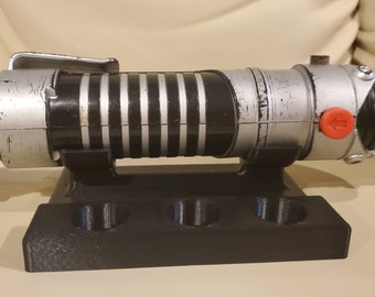 Black Lightsaber and Kyber Crystal Stand Holder - Holds Saber and 3 Crystals   3D Printed