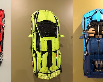 Soporte de pared Lego Technic con 2 ganchos Ferrari Daytona, Bugatti Chiron, Lamborghini Sián