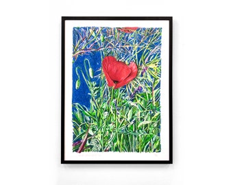 Art print weeds 40x30 | part of the Flower Series | #1 - Poppy | Gicléeprint on Photo Rag paper