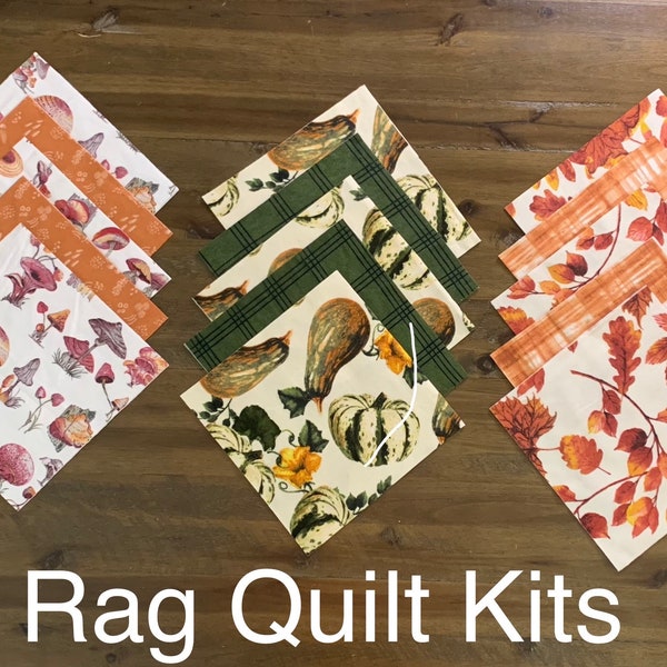 Complete Rag Quilt Kit, Quilt Kit, Quilt Kit for Beginner, Precut Fabric Quilt Kit, Quilt Kit with Pattern and Fabric, Fall Rag Quilt Kit