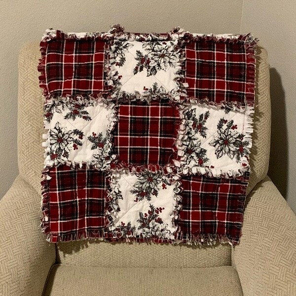 Custom Christmas Rag Quilt, Made to Order Rag Quilt, Custom Christmas Gift, Flannel Blanket, Christmas Blanket, Handmade Christmas Gift