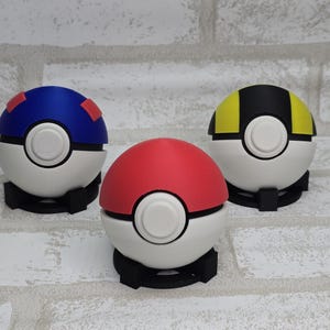 3D Printed Poke Ball Clicker: Fidget Desk Toy with Stand
