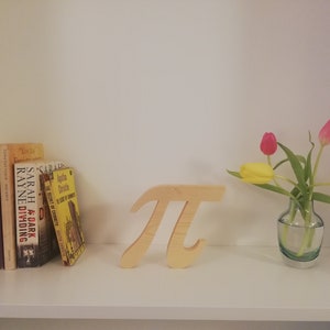 Número pi, letra griega, símbolo matemático, regalo hecho a mano de madera, adorno, arte
