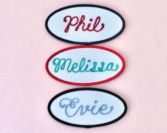 BONE Embroidery Custom Name Text Patch Stripes badge Iron On Or Sew On Or Velcro