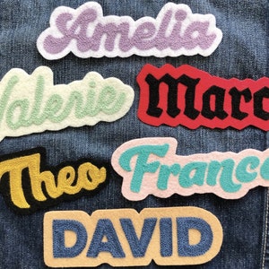 Handmade Chainstitch Embroidery Custom Personalized Iron-On Name Patches - Choose Your Own Colors and Font | For Jackets, Backpacks and More