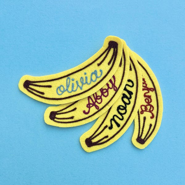 Chainstitched Custom Banana Shaped Felt Name Patch | New Design | Personalization | Exclusively on Etsy