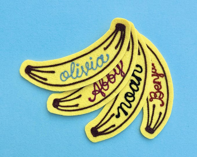 Chainstitched Custom Banana Shaped Felt Name Patch | New Design | Personalization | Exclusively on Etsy