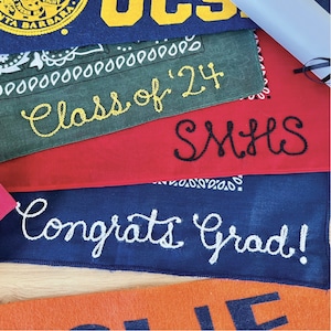 Custom Personalized Chainstitch Embroidered Bandana with Name or Year | Graduation Gift for High School, College, University Student