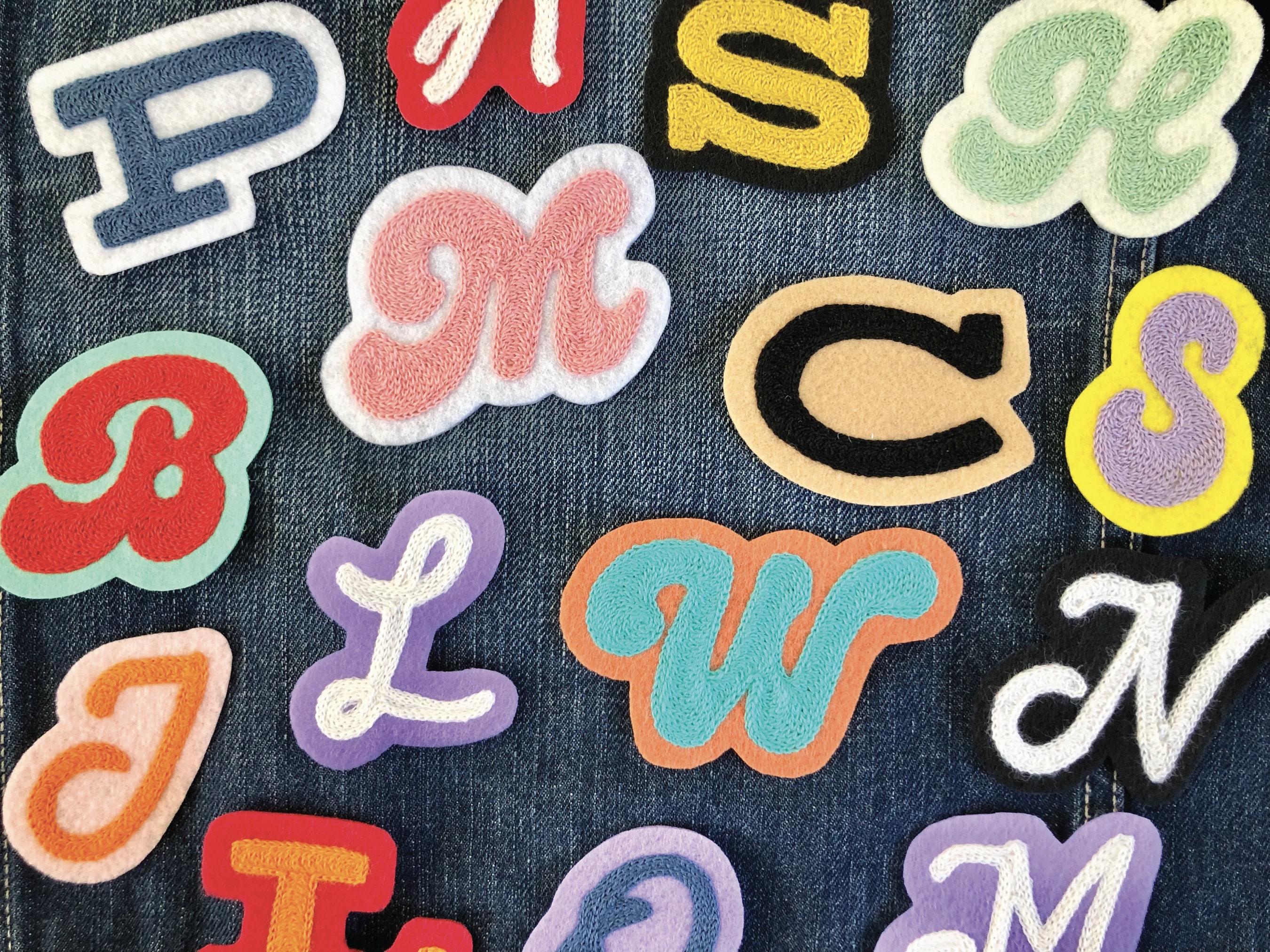 Custom Letter Iron-On Patch Chainstitch Embroidered Patch Personalized by Color and Font / Retro Patch For Sweatshirts, Jackets and More
