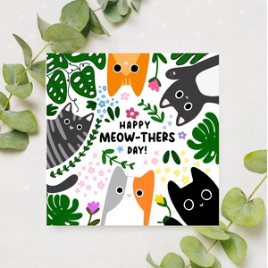 Carte de voeux illustrée de fleurs et de chats pour la fête des Mères - COMMANDEZ AVANT LE 26 POUR LA FÊTE DES MÈRES