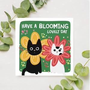 Biglietto di auguri di compleanno illustrato con un gatto che ti augura una splendida giornata