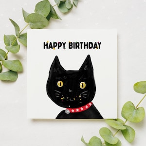 Cat Illustrated Birthday Greeting Card