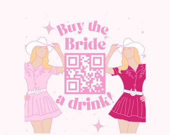 Achetez les autocollants/boutons The Bride a Drink | Autocollant de code QR Venmo | Bouton de boisson