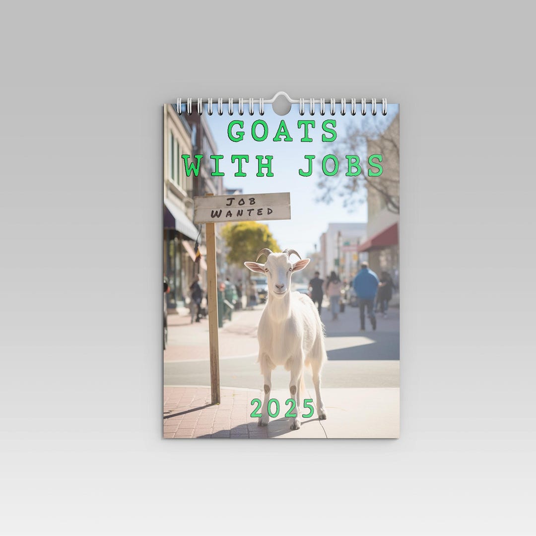 Goat Calendar 2025, Goats With Jobs, Funny Wall Calendar, A4, Planner