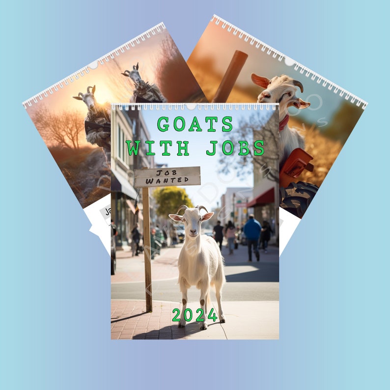 Goats With Jobs A4 Wall Calendar Planner 2025 Funny Wall Etsy UK