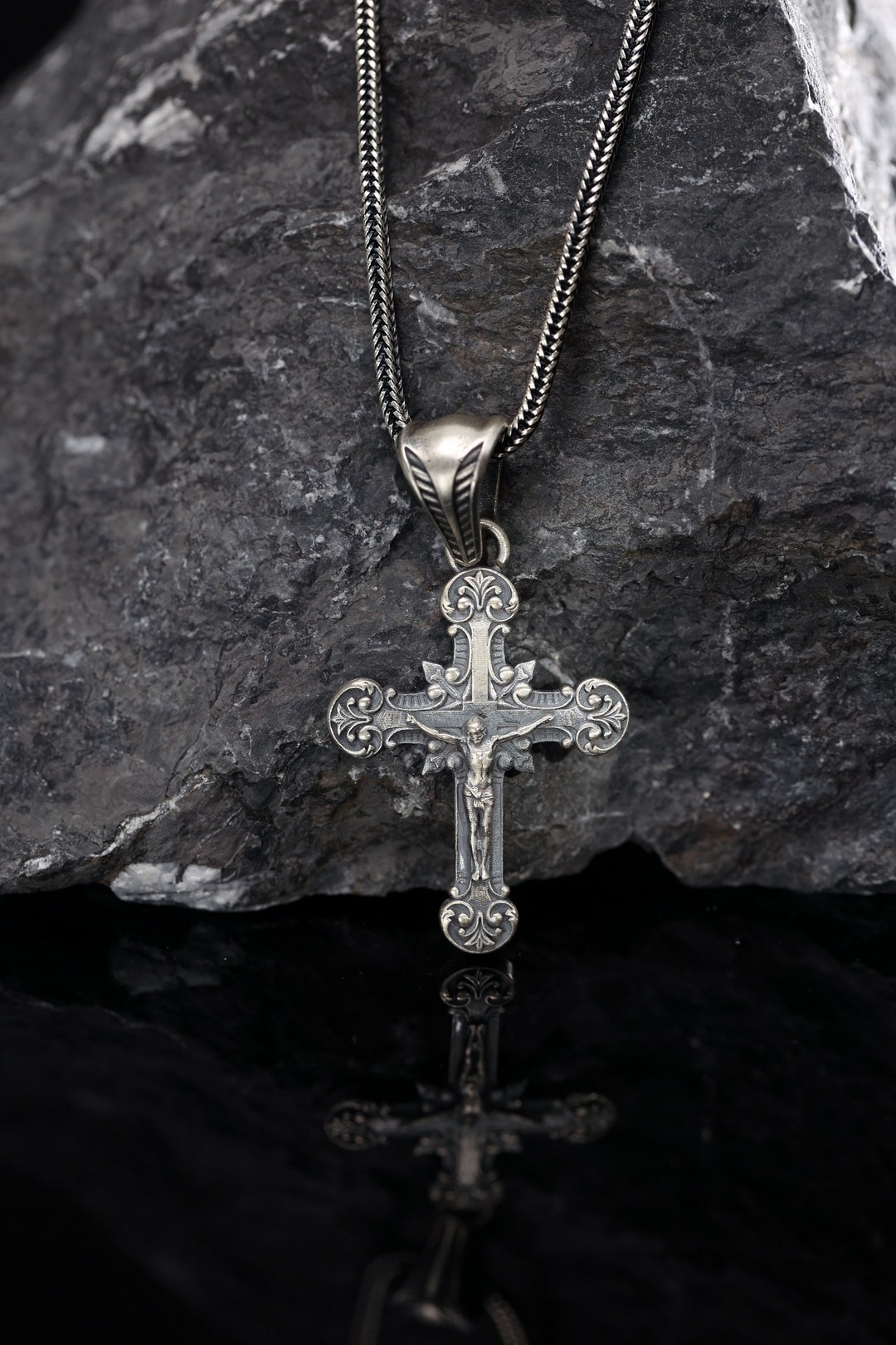 Jesus Christ Crucifix Men Necklace,jesus Cross Handmade 925 Sterling