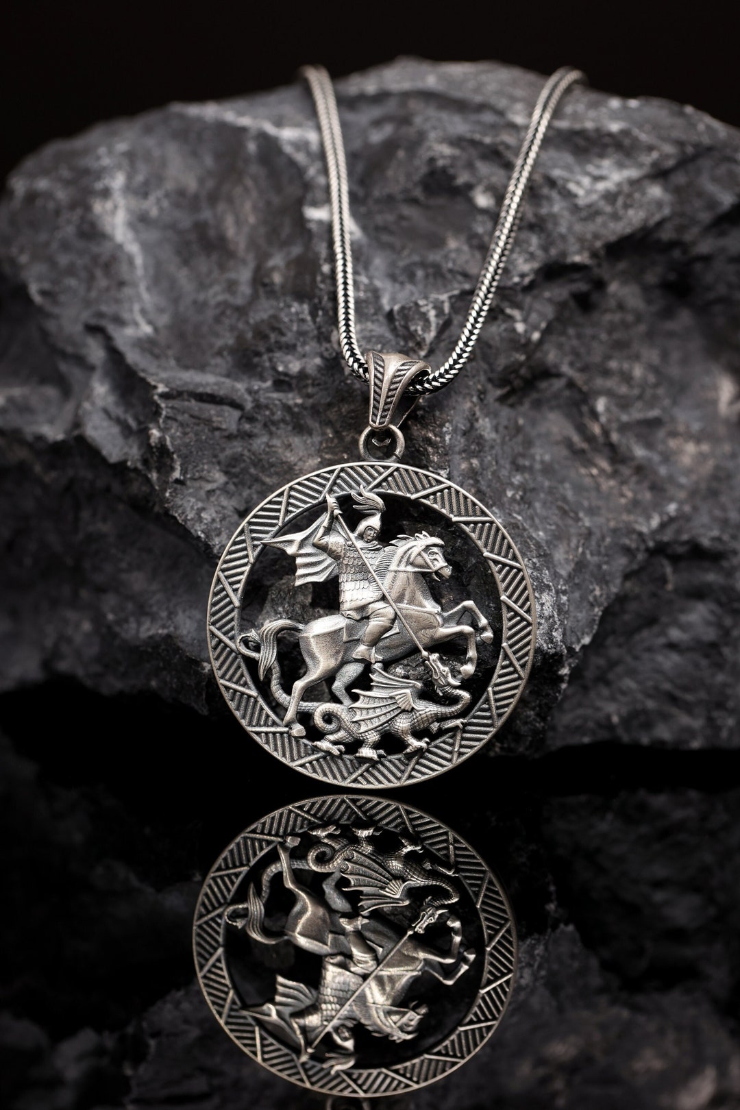 St george pendant sterling silver Clearance