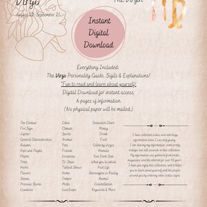 Jungfrau - Sternzeichen Personality Guide - Digital druckbare Seiten - Grimoire Seiten - Astrologie - Sternzeichen Sammlung - Buch der Schatten