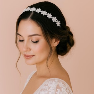 Silver Floral Bridal Headband, Tiara
