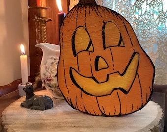 Wooden Pumpkin Decor-jack-o-lantern- Halloween Decor