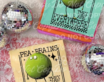 Funny “Pea Brains” Graphic Tee • Sarcastic Humor Shirt • Cute Green Pea Cartoon • Trendy • Snarky
