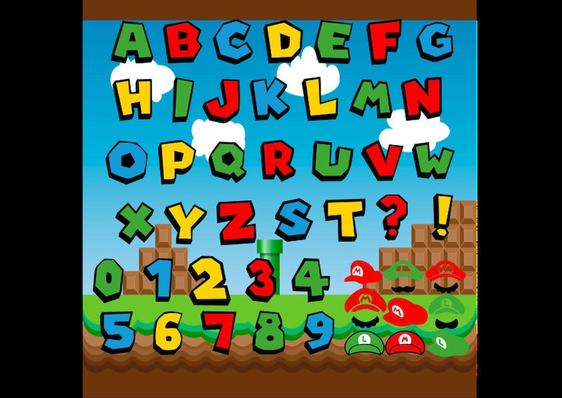 Super Mario Lettering & Hats SVG Download File - Etsy