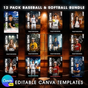 12-Pack Baseball & Softball Senior Banner Templates – Canva Template