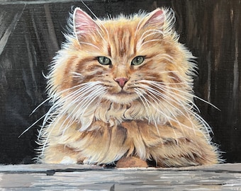 Op maat gemaakt kattenportret, handgeschilderde dierenkunst, realistisch, cadeau-ideeën voor dierenliefhebbers