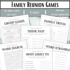 Family Reunion Games Bundle, Family Reunion Activities, Family Gathering Games, Summer Family Reunion, Family Reunion Icebreakers