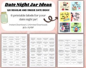 Date Night Jar Cards, Date Night Jar Ideas, Date Night Cards for Couples, Couples Gift, Anniversary Gift, 120 Cards Date Ideas