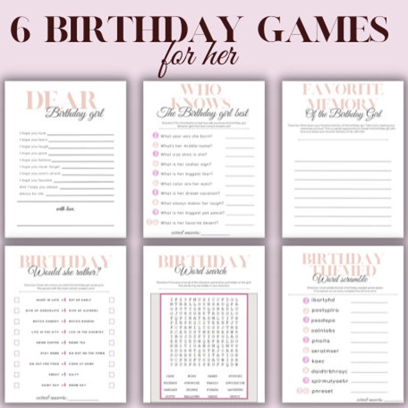 Birthday Party Games Etsy