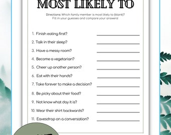 Family Reunion Game Printable, Most Likely To Game, Family Reunion Game, Fun Family Reunion Activity, Family Reunion Ideas, Family Reunion