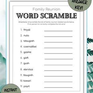 Family Reunion Icebreaker, Family Reunion Game, Printable Family Reunion Game, Simple Family Reunion Game, Family Reunion Ideas