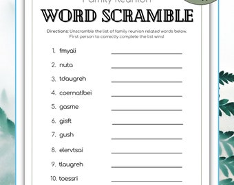 Family Reunion Icebreaker, Family Reunion Game, Printable Family Reunion Game, Simple Family Reunion Game, Family Reunion Ideas