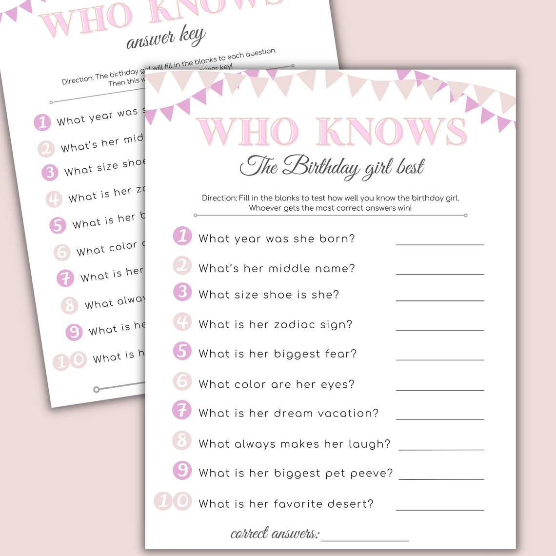 Printable Birthday Games for Her Birthday Party Game Bundle Instant