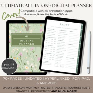 Digital Planner Undated, iPad & Android Planner, GoodNotes Planner, Digital Calendar, Daily, Weekly, Monthly Journal, 2024 2025 iPad Planner