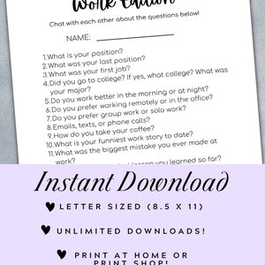 Office Party Game, Work Party Game, Team Building Game, Work Retreat Game, Printable Office Game, Office Icebreakers