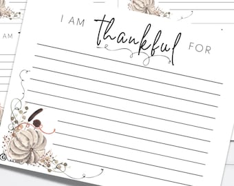 I Am Thankful Printable Cards Digital Download, Gratitude Card Printable