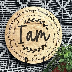 Handmade Christian/Religious Engraved Wood Door Hanger or Wall Decor &quot;I AM&quot;