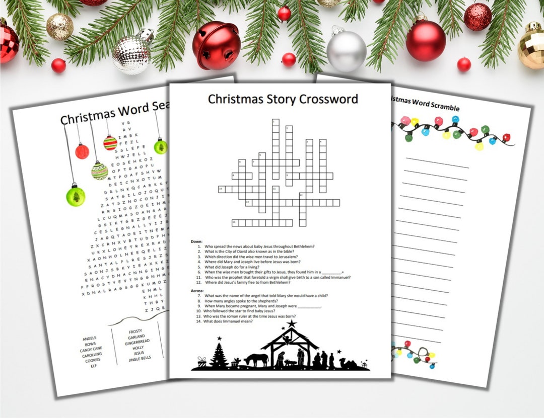 Christmas Game Bundle: Word Search, Crossword, Scramble (printable PDF ...