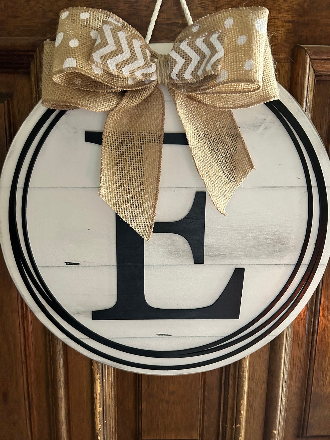 Monogram Initial Door Hanger, Simple Door Hanger, Wooden Front Door