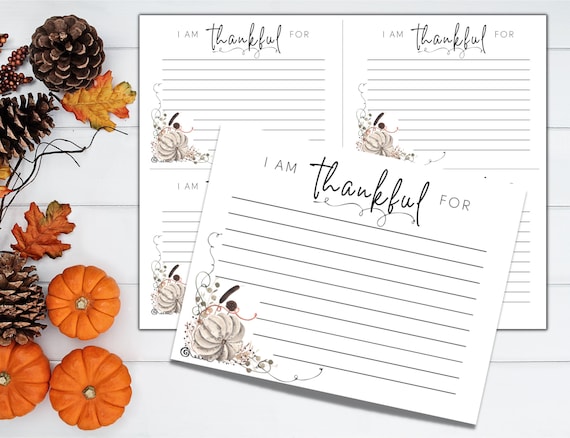I Am Thankful Printable Cards Digital Download, Gratitude Card Printable