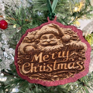 Handmade Wooden Santa Ornament