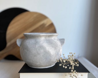 Gray textured rustic ceramic vase/pot
